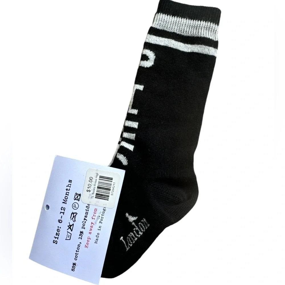 NWT Turtledove London MASTER PIECE Socks Black White 6-12 Mths